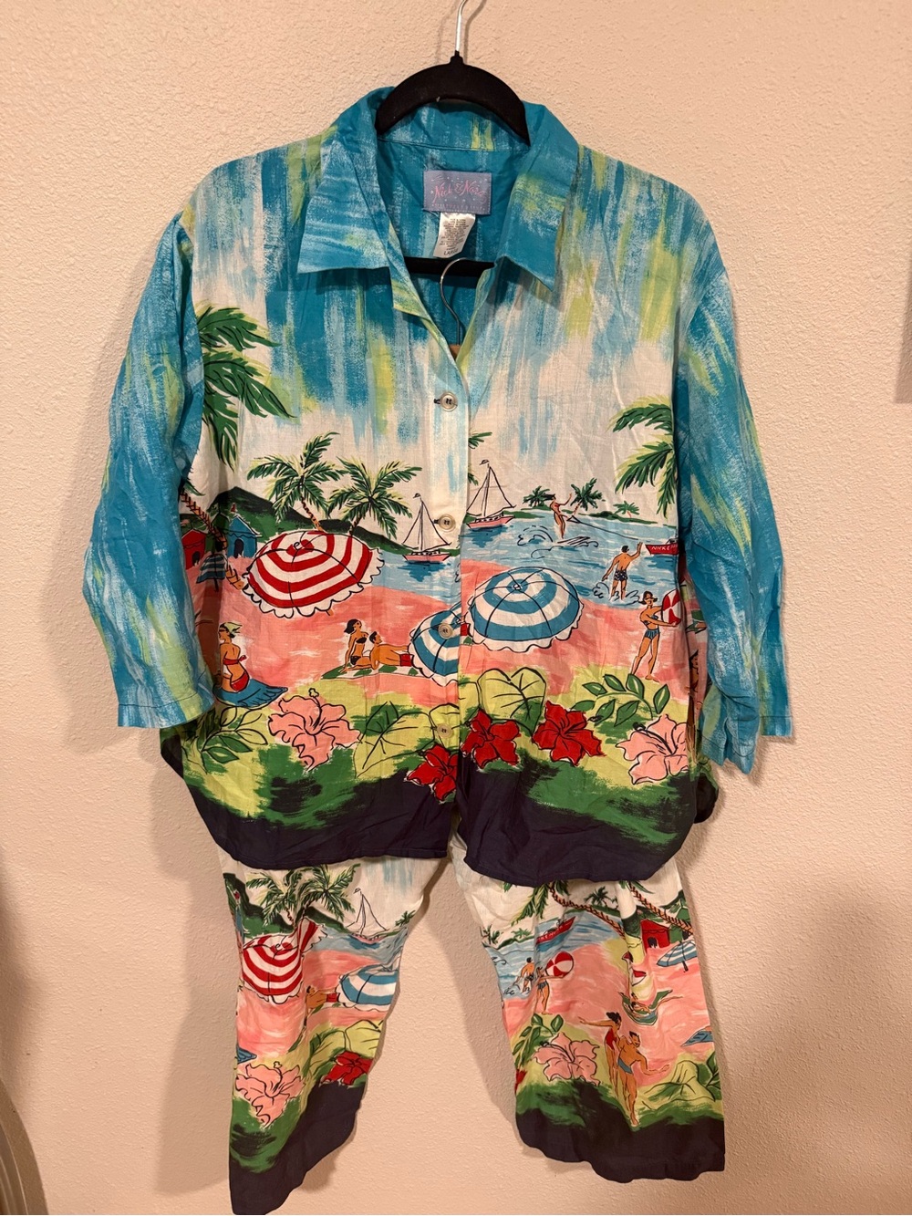 NICK & NORA Y2K COTTON BEACH PAJAMA SET LARGE